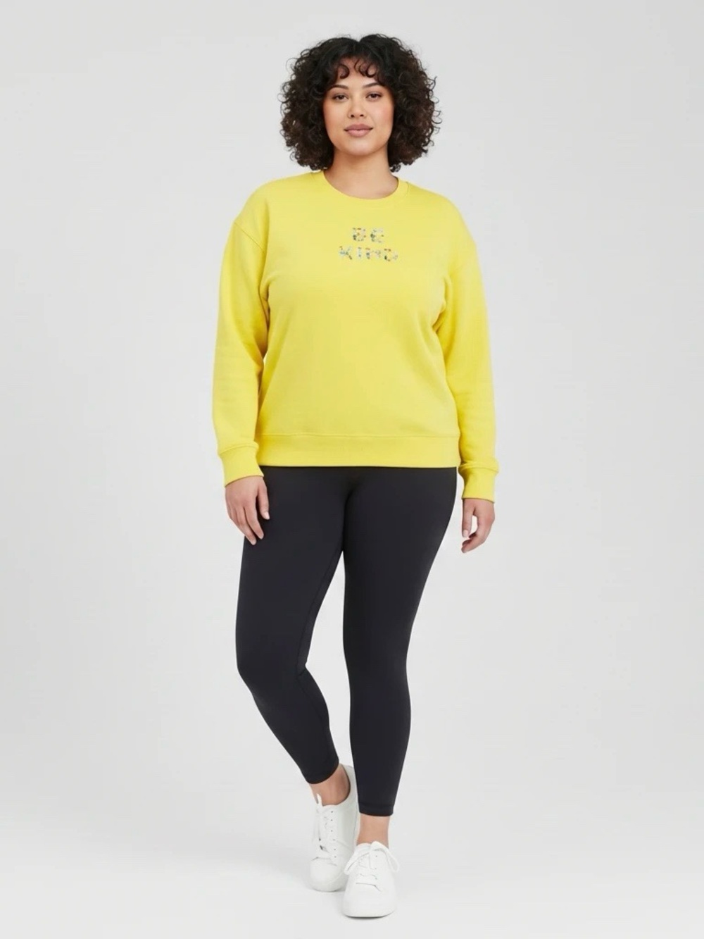 BP. "Be Kind" Heart Embroidery Long Sleeve Pullover Sweatshirt